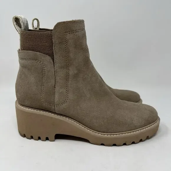 Dolce Vita Boots Huey H2O Chelsea Pull On Ankle Booties Taupe Suede Size 7.5‎ - Picture 3 of 13